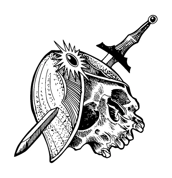 Warrior Skull With Sword Tattoo Meaning, PNG and SVG