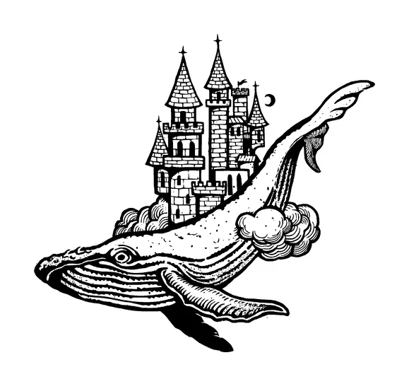 Whale And Castle Tattoo Meaning, PNG and SVG