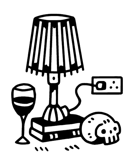 Wine Glass Skull And Desk Lamp Tattoo Meaning, PNG and SVG