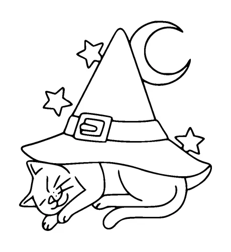 Cat Sleeping In Witches Hat Tattoo Meaning, PNG and SVG