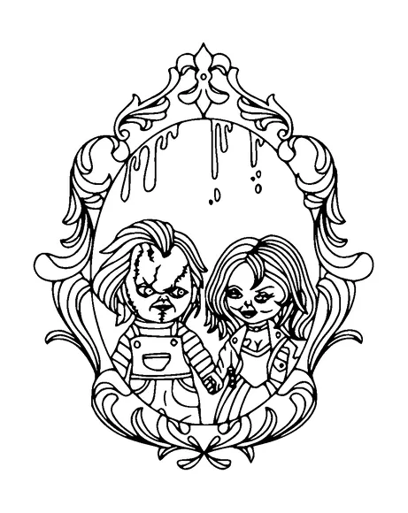 Chucky And Tiffany In Frame Tattoo Meaning, PNG and SVG