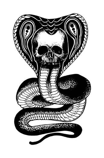 Cobra With Skull Head Tattoo Meaning, PNG and SVG