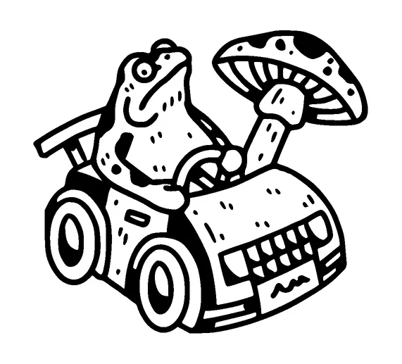 Frog And Mushroom In Race Car Tattoo Meaning, PNG and SVG