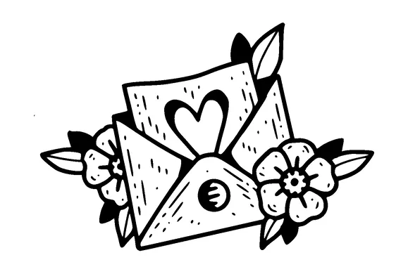 Love Letter With Flowers Tattoo Meaning, PNG and SVG