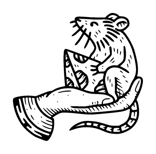 Mouse With Cheese In Human Hand Tattoo Meaning, PNG and SVG