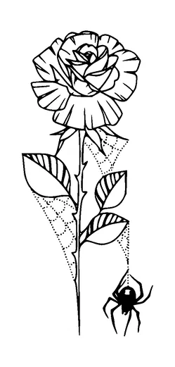 Rose With Spider And Web Tattoo Meaning, PNG and SVG