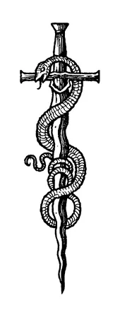 Snake On Sword Tattoo Meaning, PNG and SVG